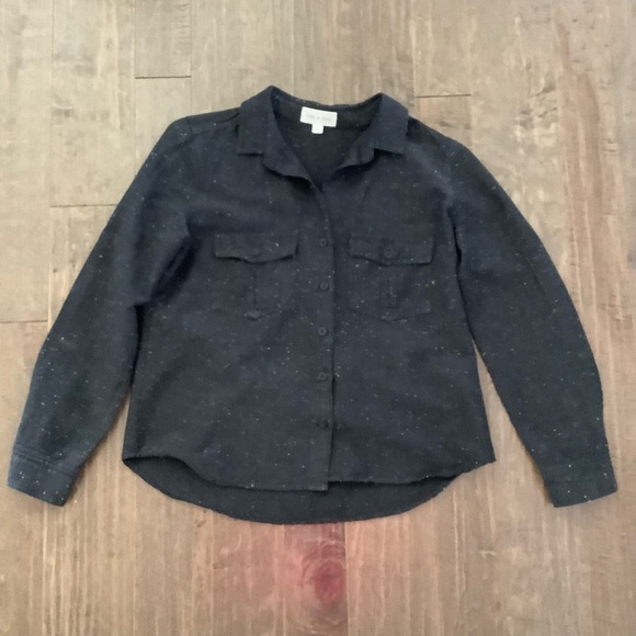 Cloth & Stone Black W/ White Flecks Button, Size S - Picture 1 of 6